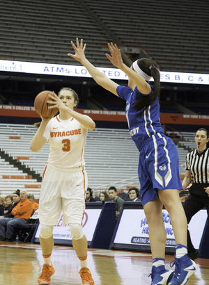 Syracuse's sophomore forward, Julia Chandler, is acclimating to the stretch-4, a position in which she’s more comfortable because it allows her to rove the perimeter, shoot 3s and face up from midrange.
